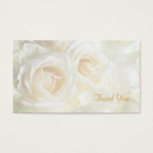 White Roses Thank You Wedding Business Card Templates
