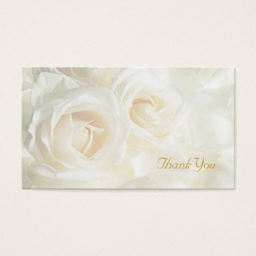 Customizable White Roses Thank You Wedding Business Card Templates