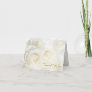 White Roses Thank You Wedding Card