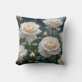 White Roses  Throw Pillow