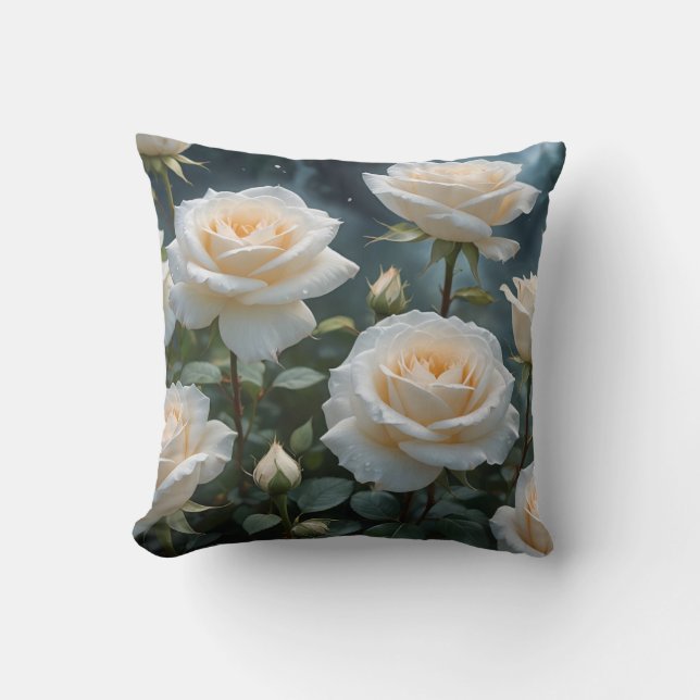 White Roses  Throw Pillow (Front)