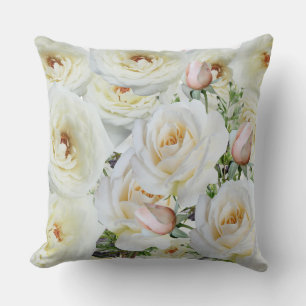 white roses throw pillow