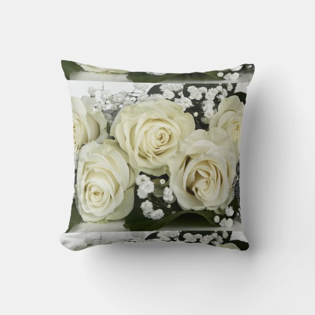 White Roses  Throw Pillow (Front)