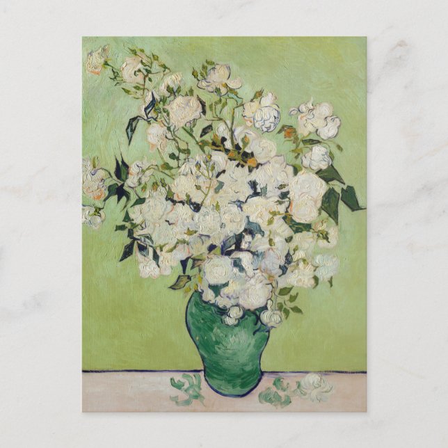White Roses van Gogh Fine Art Postcard (Front)