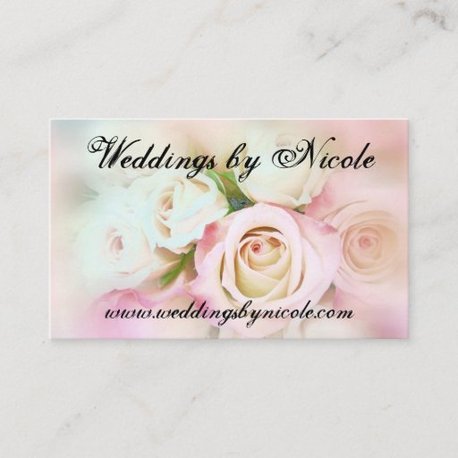 White Roses Vignette Weddings Events Beauty Design Business Card