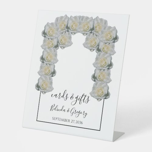 White Roses Wedding Cards  Gifts Pedestal Sign
