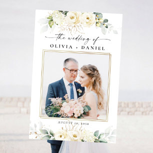 White Roses Wedding Ceremony Photo Prop Foam Board