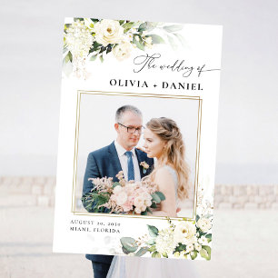 White Roses Wedding Ceremony Photo Prop Foam Board