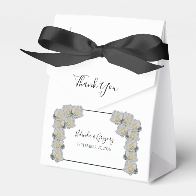White Roses Wedding Favor Boxes (Front Side)