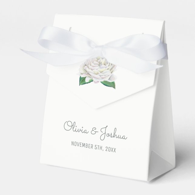 White Roses Wedding Favor Boxes (Front Side)