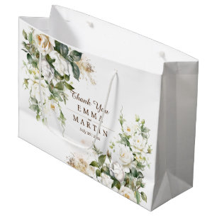 White Roses Wedding Flowers Gifts Large Gift Bag