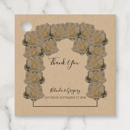 White Roses Wedding Gift Favor Tags