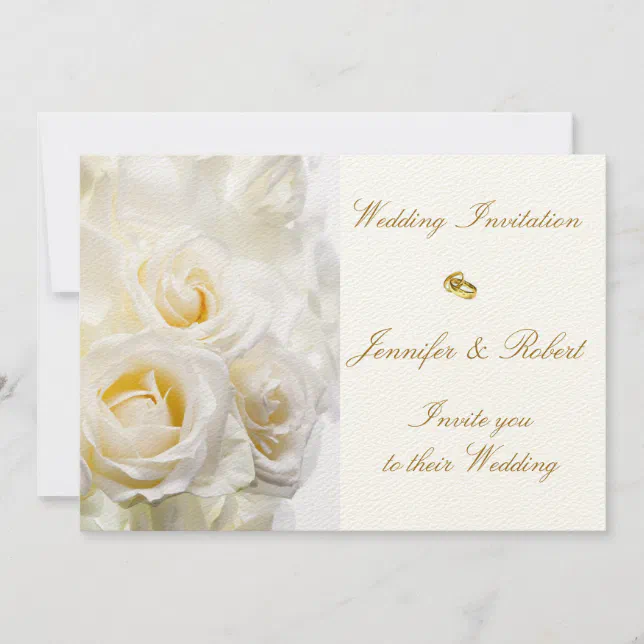 White Roses Wedding Invitation | Zazzle