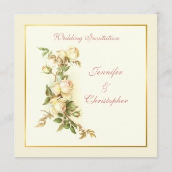 White Roses Wedding Invitation by Past_Impressions at Zazzle