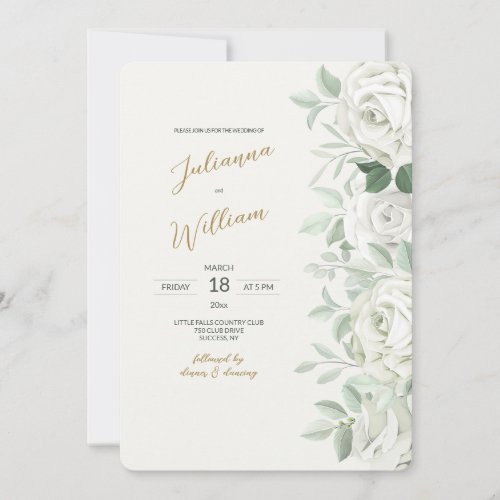 White Roses Wedding Invitation