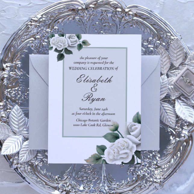 White Roses Wedding Invitation (Creator Uploaded)