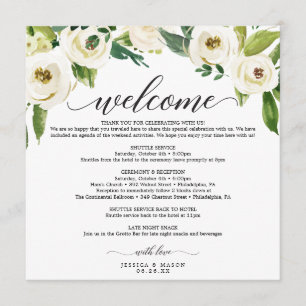 White Roses Wedding Itinerary - Wedding Welcome Program