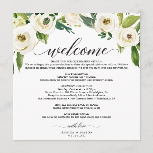 White Roses Wedding Itinerary _ Wedding Welcome Program