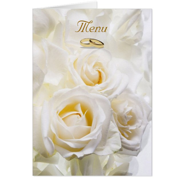 White Roses Wedding Menu Cards (Front)