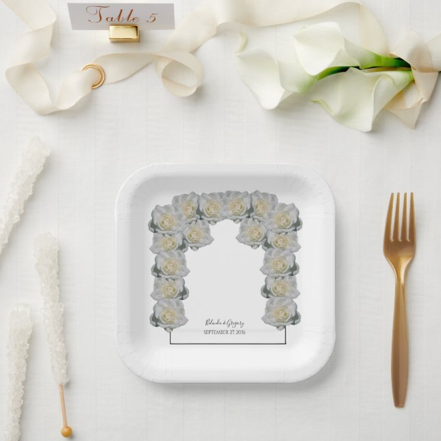 White Roses Wedding  Paper Plates (Wedding)