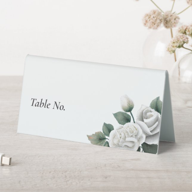 White Roses Wedding Place Card Table Tent (In SItu (Table))