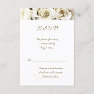 White Roses Wedding RSVP Card