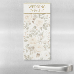 White Roses Wedding To Do List Magnetic Notepad