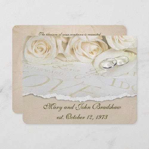 White Roses Wedding Vow Renewal Invitation