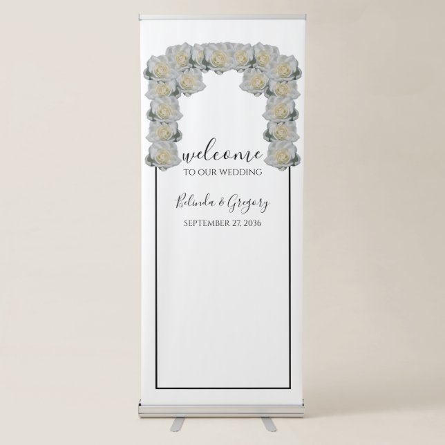 White Roses Wedding Welcome Sign (Front)