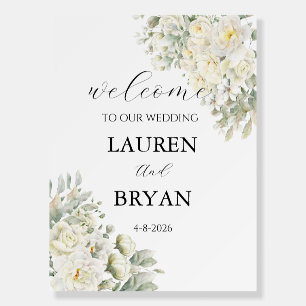 White Roses Welcome Sign Foam Board
