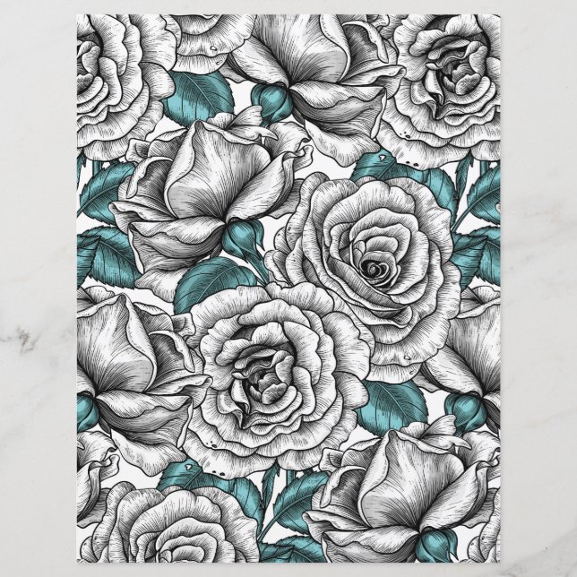 White roses with blue leaves (Front)