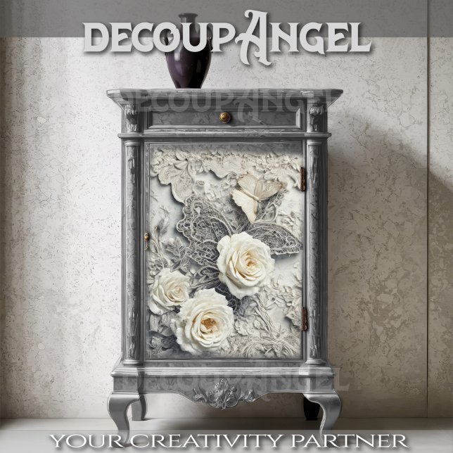 White Roses with Embroidery Lace and Butterfly  Tissue Paper (Creator Uploaded)