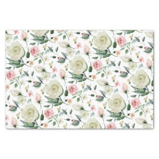 White Roses with Pink Seamless Clear