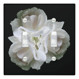 White Roses With Raindrops Bouquet Light Switch Cover