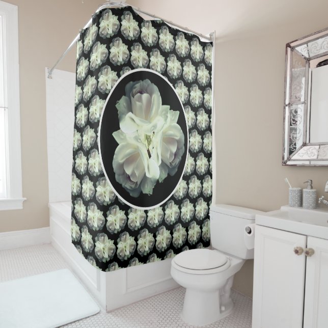 White Roses With Raindrops Bouquet          Shower Curtain (In Situ)