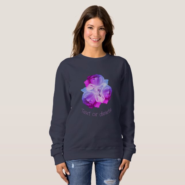 White Roses With Raindrops Tinted Personalized   Sweatshirt (Front Full)
