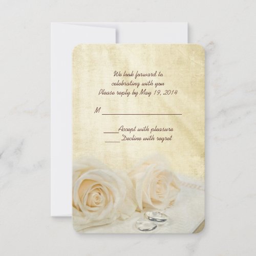 White Roses with rings RSVP Invitations