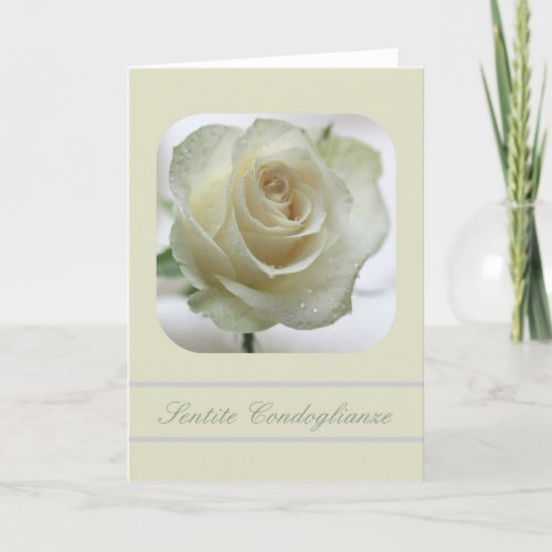 white rosesympathy card italian