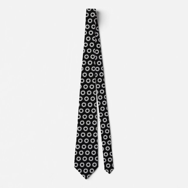 White Rotatating Circles - Black Neck Tie (Front)