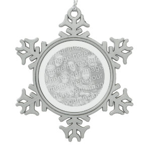 White Round Border Snowflake Pewter Christmas Ornament