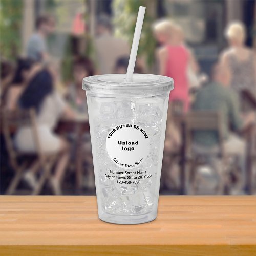 White Round Business Brand on Acrylic Tumbler