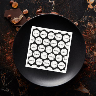 White Round Circle Logo Pattern Business Party Napkins