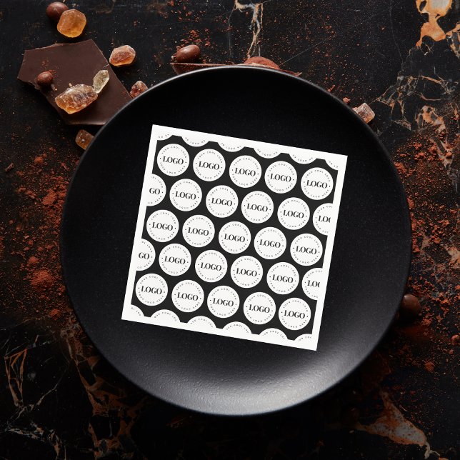 White Round Circle Logo Pattern Business Party Napkins (Creator Uploaded)