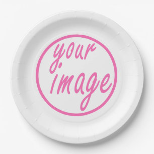 White Round Customizable Image Photo Template Paper Plates