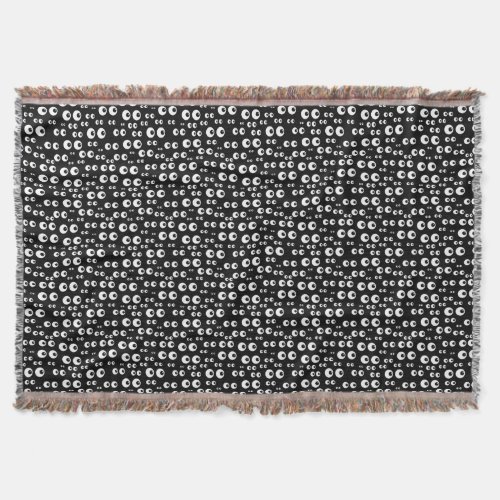 White Round Eye Balls on Black Throw Blanket