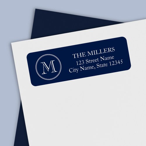 White Round Monogram Name Editable Color Address Label