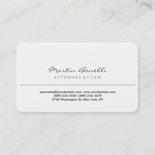 White Rounded Corner Attorney at Law Business Card