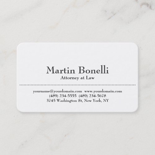 White Rounded Corner Attorney at Law Business Card