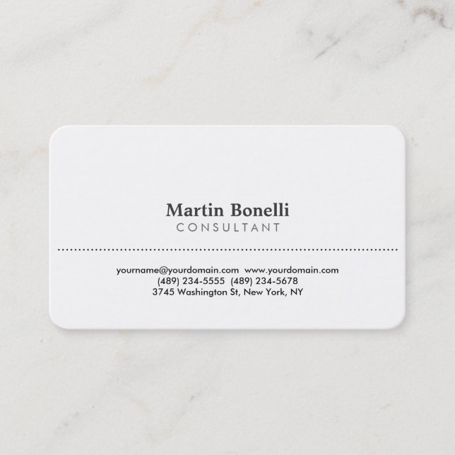 White Rounded Corner Consultant Business Card (Front)