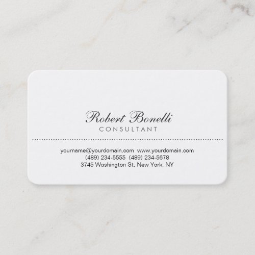 White Rounded Corner Consultant Business Card